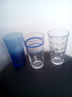 Assorted drinking glasses